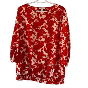 Coldwater Creek Floral Peasant Top Lightweight tunic Elastic Hem Size M. (10-12)